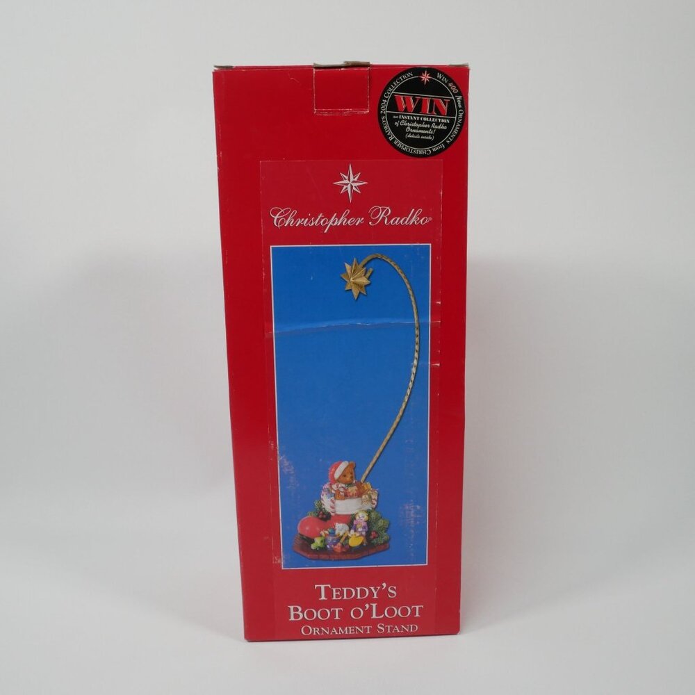 Christopher Radko Teddys Boot O'Loot Ornament Stand Christmas Decor